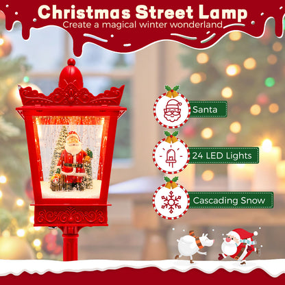 188 cm Christmas Streetlamp Plug-in Musical Lamp Post with LED Lights-Red