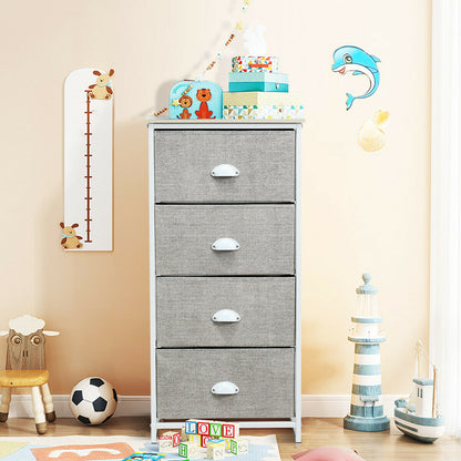 3/4 Fabric Nightstand Bedside Storage Cabinet Folding Drawers-4-Tier