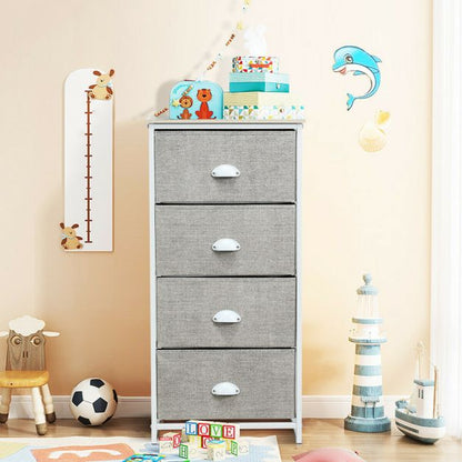 Chest Storage Tower Side Table Display Storage with 4 Drawers-Gray