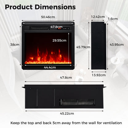 18” Electric Fireplace Insert 750W/1500W Fireplace Heater