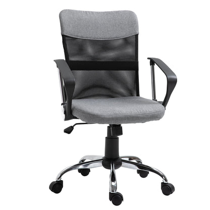 Vinsetto Office Chair Linen Mesh Fabric Swivel Computer Desk Chair Home with Wheel, Grey