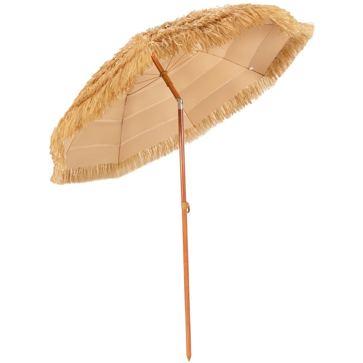 1.8m Portable Thatched Tiki Beach Umbrella with Adjustable Tilt - Furniture Gold