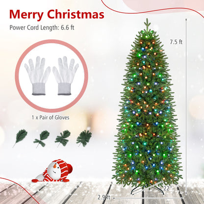 190 CM Prelit Pencil Christmas Tree with 719 Branch Tips and 220 Lights-M