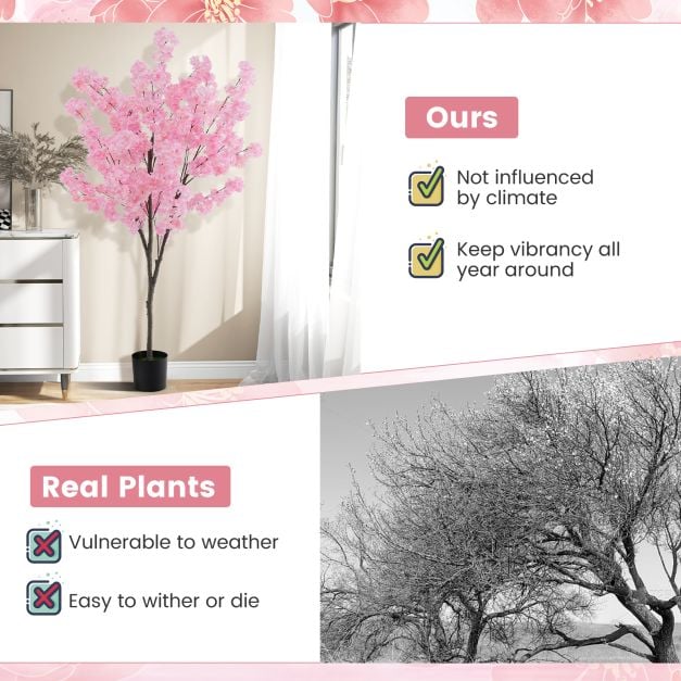 190cm Tall Artificial Cherry Blossom Tree Set of 2