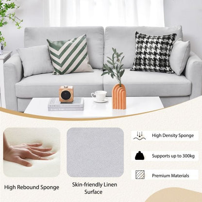 2-seat Modern Home Sofa Couch with Armrest & Pillows for Living Room