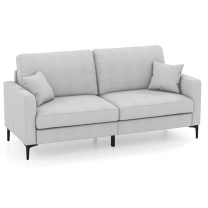 2-seat Modern Home Sofa Couch with Armrest & Pillows for Living Room