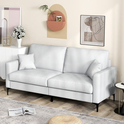 2-seat Modern Home Sofa Couch with Armrest & Pillows for Living Room