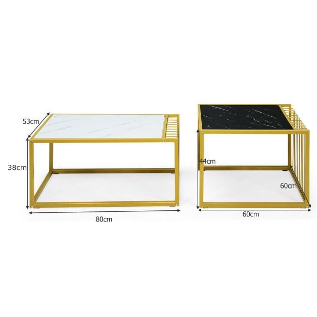 Modern Coffee Nesting Table Set Waterproof Faux Marble