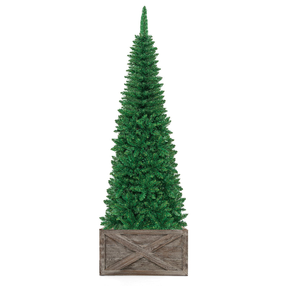 195 CM Artificial Christmas Tree with Wood Collar and 706 Full Branch Tips
