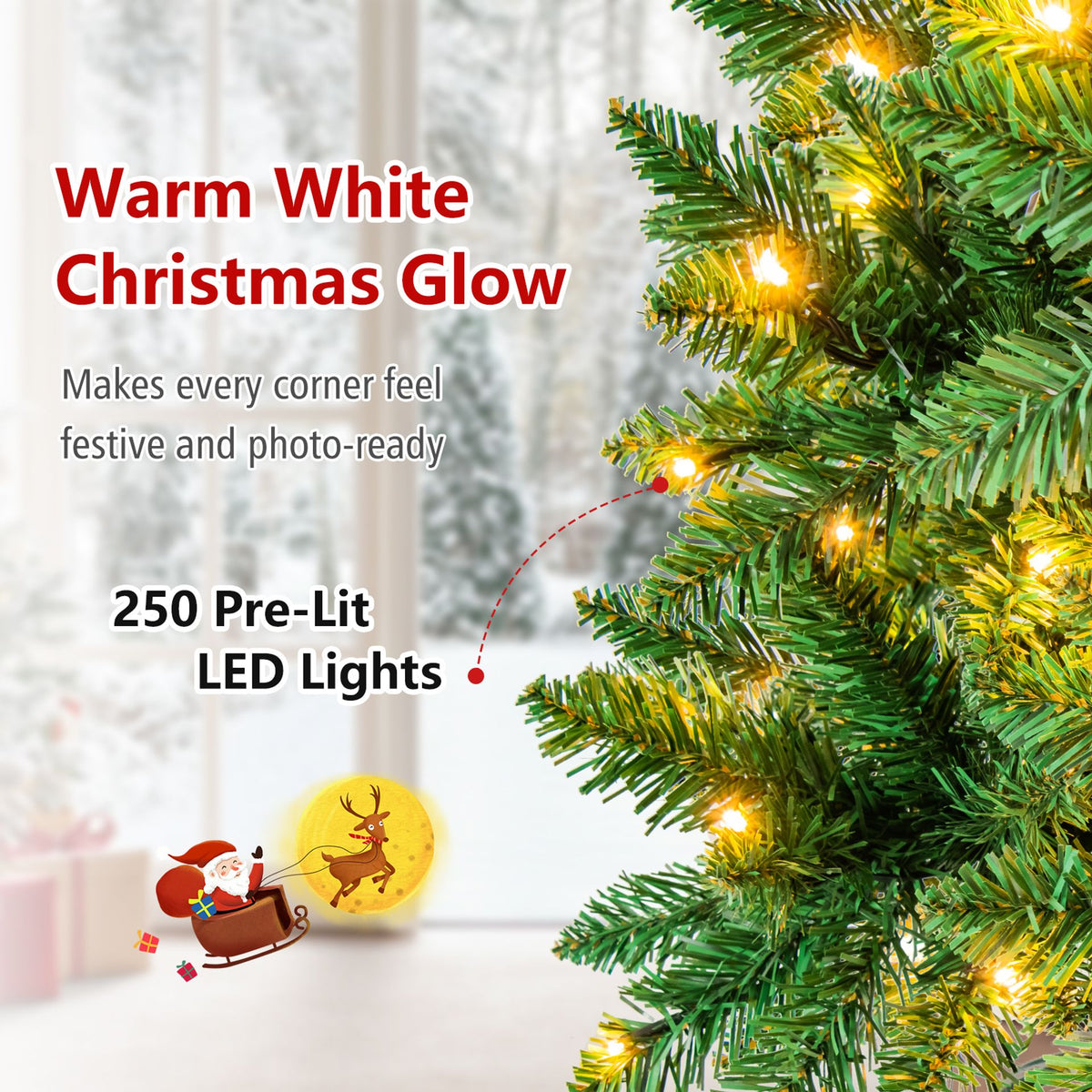 195 CM Artificial Christmas Tree with Wood Collar and 706 Full Branch Tips