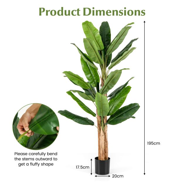 195cm Tall Artificial Banana Tree with 27 Large Leaves 2 Pack