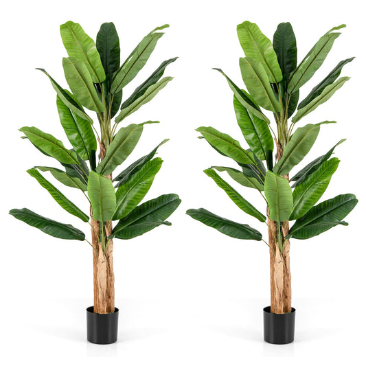 195cm Tall Artificial Banana Tree with 27 Large Leaves 2 Pack