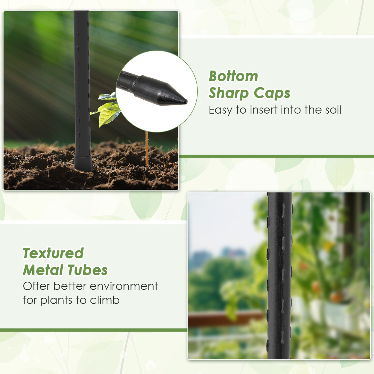 2-Pack 197 cm Garden Trellis for Climbing Plants-Black
