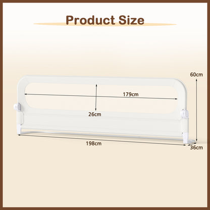 198 cm Long Adjustable Baby Bed Rail Guard with Extra Buckle-White