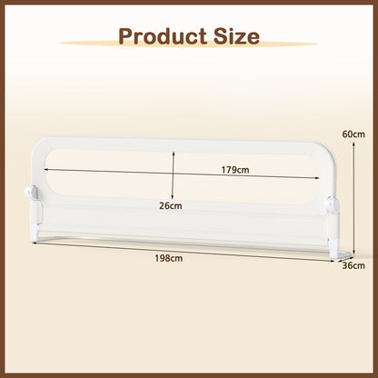 198 cm Long Adjustable Baby Bed Rail Guard with Extra Buckle-White