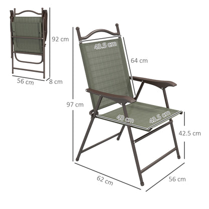 Outsunny Set of Two Folding Garden Chairs, with Fabric Mesh Seats - Dark Brown