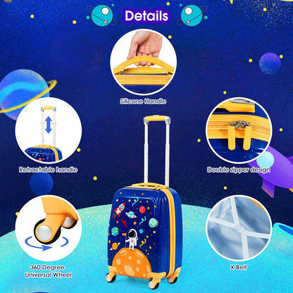 ABS Kids Backpack Luggage Set Children Suitcase Travel Schoo-Navy