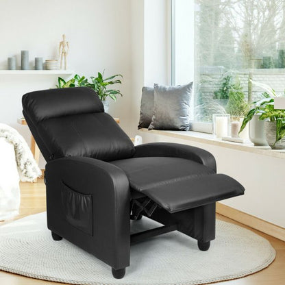 Modern Recliner Sofa Lounge / Adjustable Backrest Armchair-Black