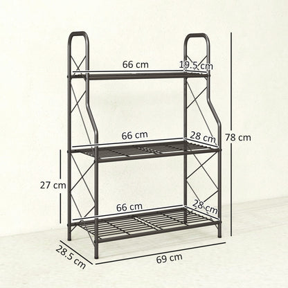 Outsunny 3-Tier Metal Plant Stand, Heavy Duty Ladder Shelf Potted Plants Display Rack, Indoor Outdoor Flower Pot Holder