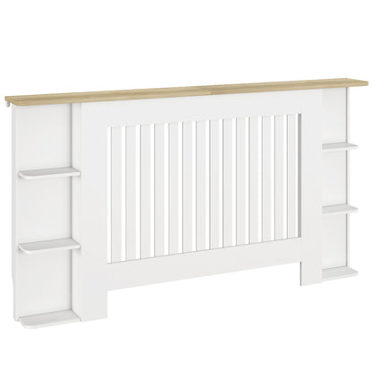 HOMCOM Radiator Cover with Open Storage Shelves, Vertical Slatted Cabinet Shelf Heater Cover for Living Room, Hallway, Large, White (H: 83 / W: 152 / D: 19 cm)