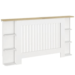 HOMCOM Radiator Cover with Open Storage Shelves, Vertical Slatted Cabinet Shelf Heater Cover for Living Room, Hallway, Large, White (H: 83 / W: 152 / D: 19 cm)