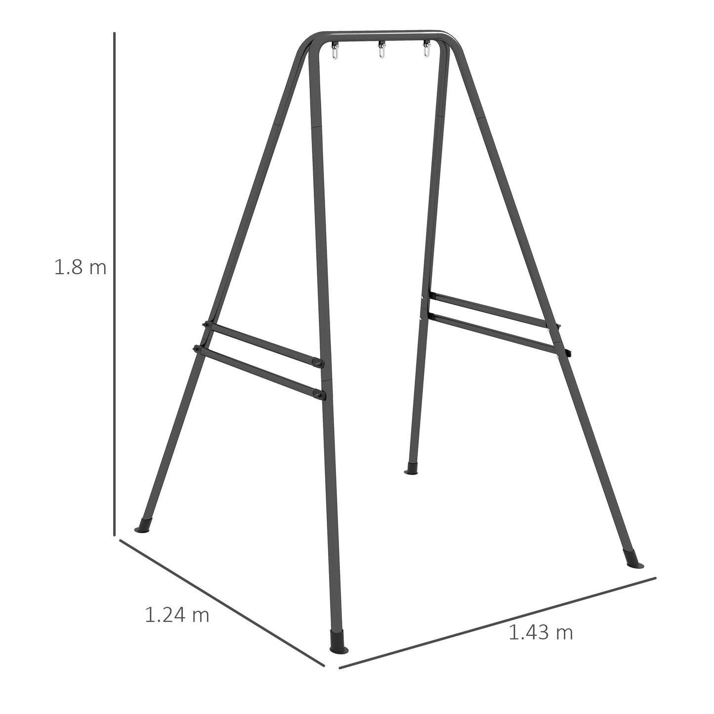 Outsunny Hammock Chair Stand, Hanging Heavy Duty Metal Frame Hammock Stand for Hanging Hammock Air Porch Swing Chair, Egg Chair, Black