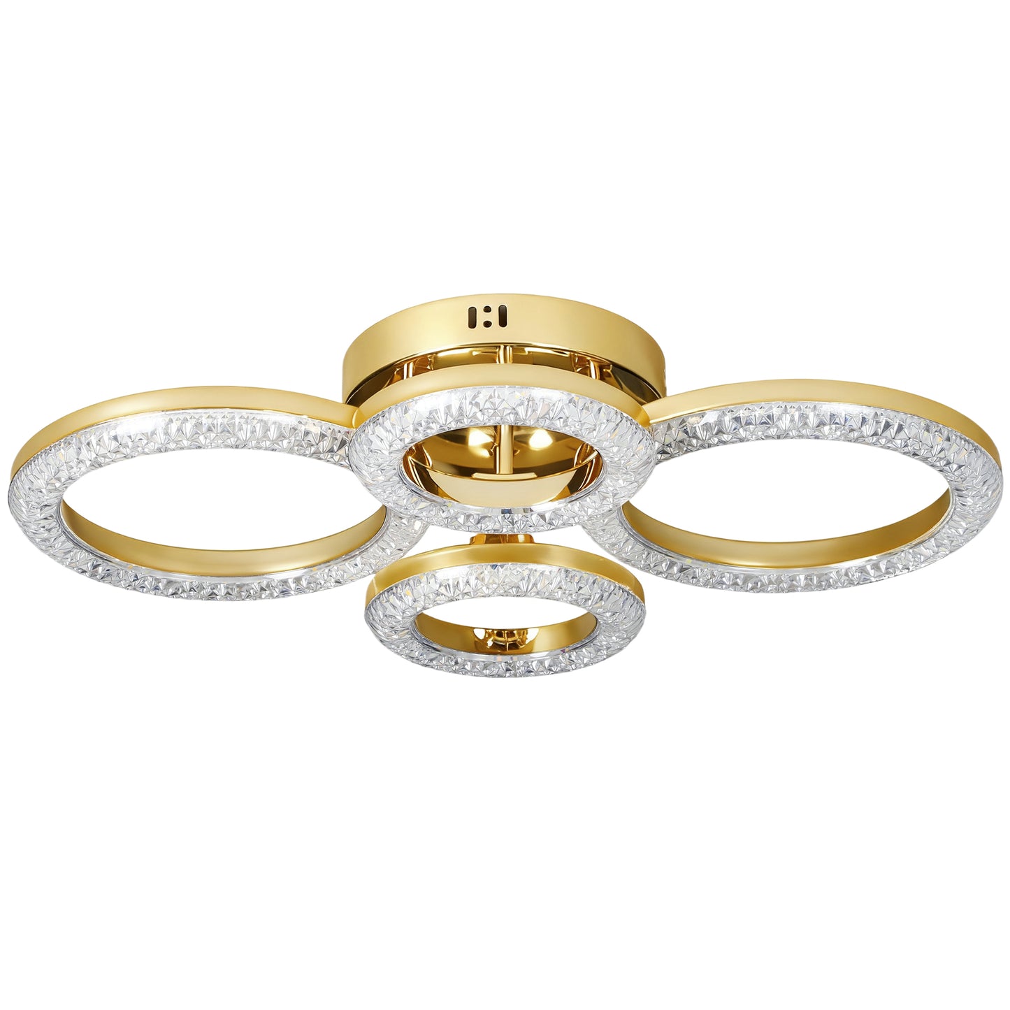 HOMCOM LED Ceiling Light, Modern 4 Rings Ceiling Lamp with Wall Switch Control, 40W 4350lm Flush Mount Ceiling Light with 3500K/4500K/6000K Colour Temperatures for Living Room, Bedroom, Gold Tone