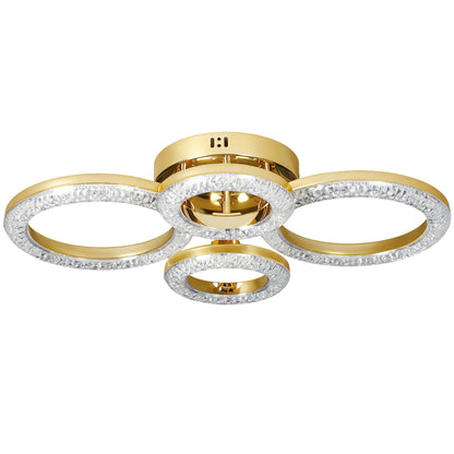 HOMCOM LED Ceiling Light, Modern 4 Rings Ceiling Lamp with Wall Switch Control, 40W 4350lm Flush Mount Ceiling Light with 3500K/4500K/6000K Colour Temperatures for Living Room, Bedroom, Gold Tone