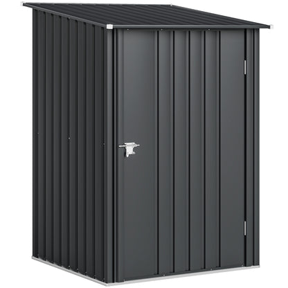 Outsunny 3.3 x 3.4ft Lean To Steel Garden Shed, with Locking Door - Dark Grey