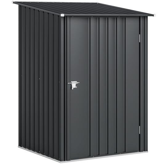 Outsunny 3.3 x 3.4ft Lean To Steel Garden Shed, with Locking Door - Dark Grey
