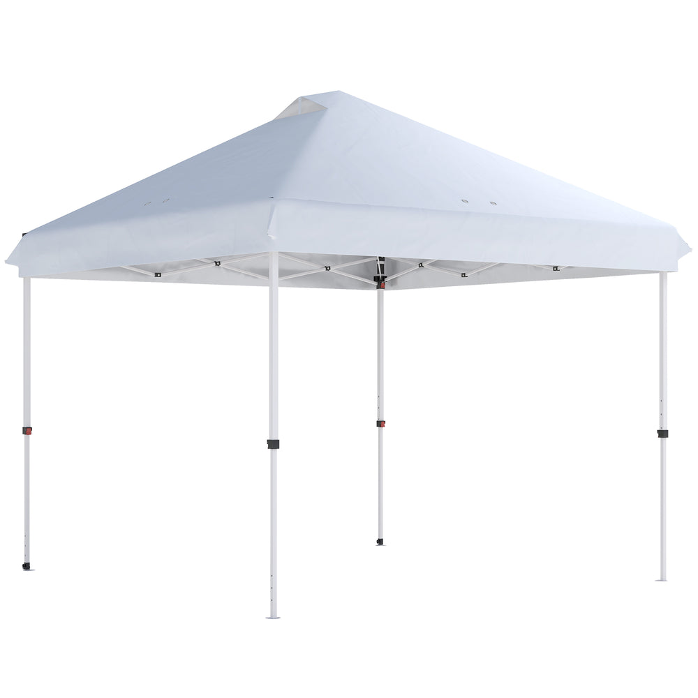 Outsunny 3 x 3 m Pop Up Gazebo with Wheels, UPF50+ One-Touch Outdoor Garden Party Tent Marquee Wedding Awning Canopy, White