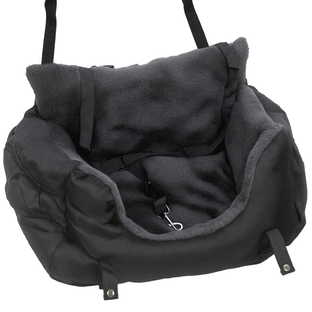 PawHut Dog Car Seat for Small Dogs with Fixed Buckle, Safety Leash, Washable Cover, 58 x 45 x 28 cm, Black
