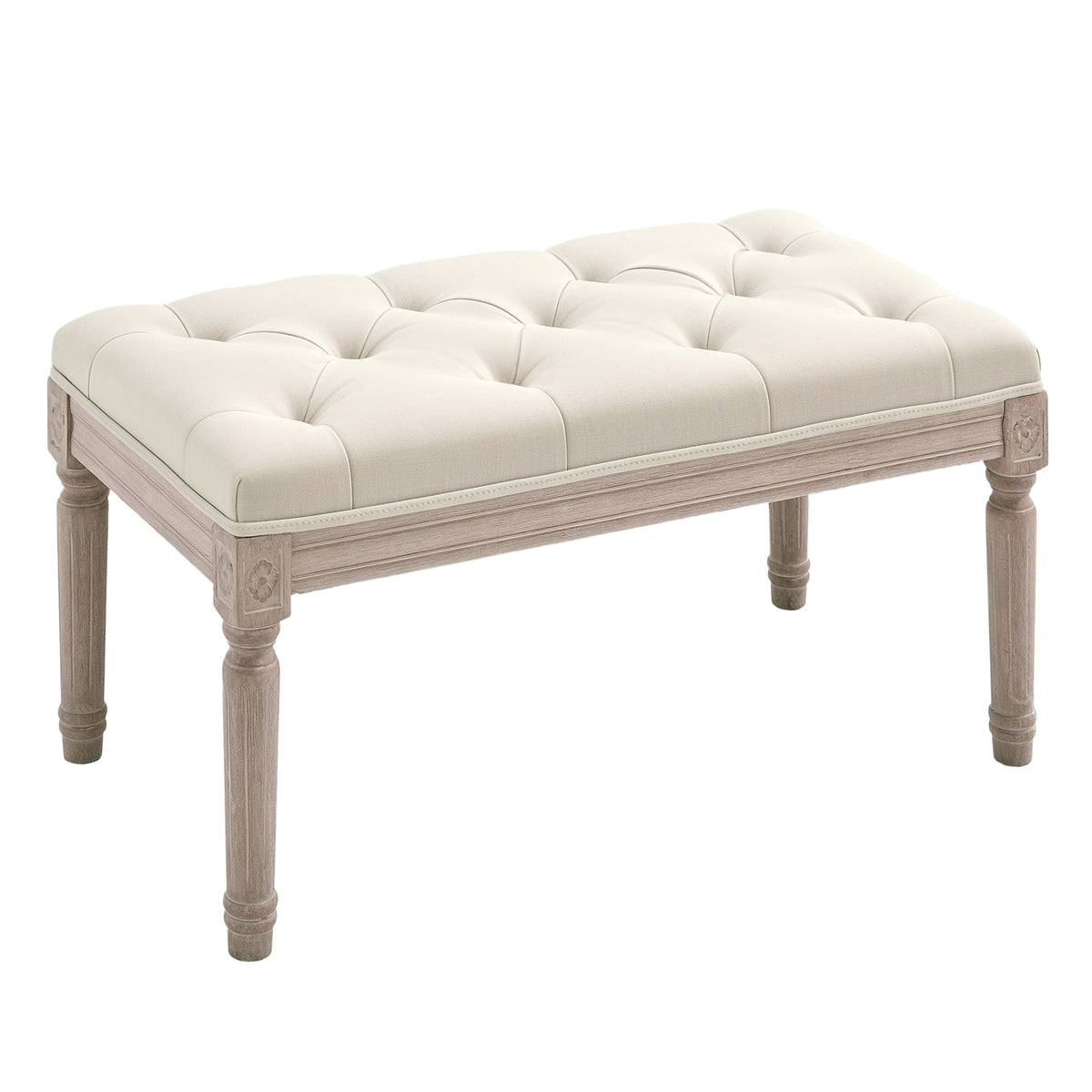 HOMCOM 80cm End of Bed Bench, Window Seat, Tufted Bench for Bedroom, Hallway, Living Room, Cream White