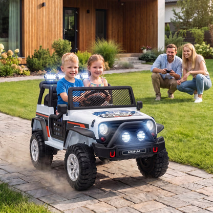 AIYAPLAY 12V Kids Electric Ride on Car with 2 Motors, Remote Control, Soft Start, Four-Wheel Suspension, Seat Belt