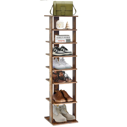 Wooden Vertical Shoe Rack with 7 Shelves-Brown