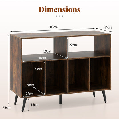 Record Player Stand 3-Tier Turntable Stand-Rustic Brown