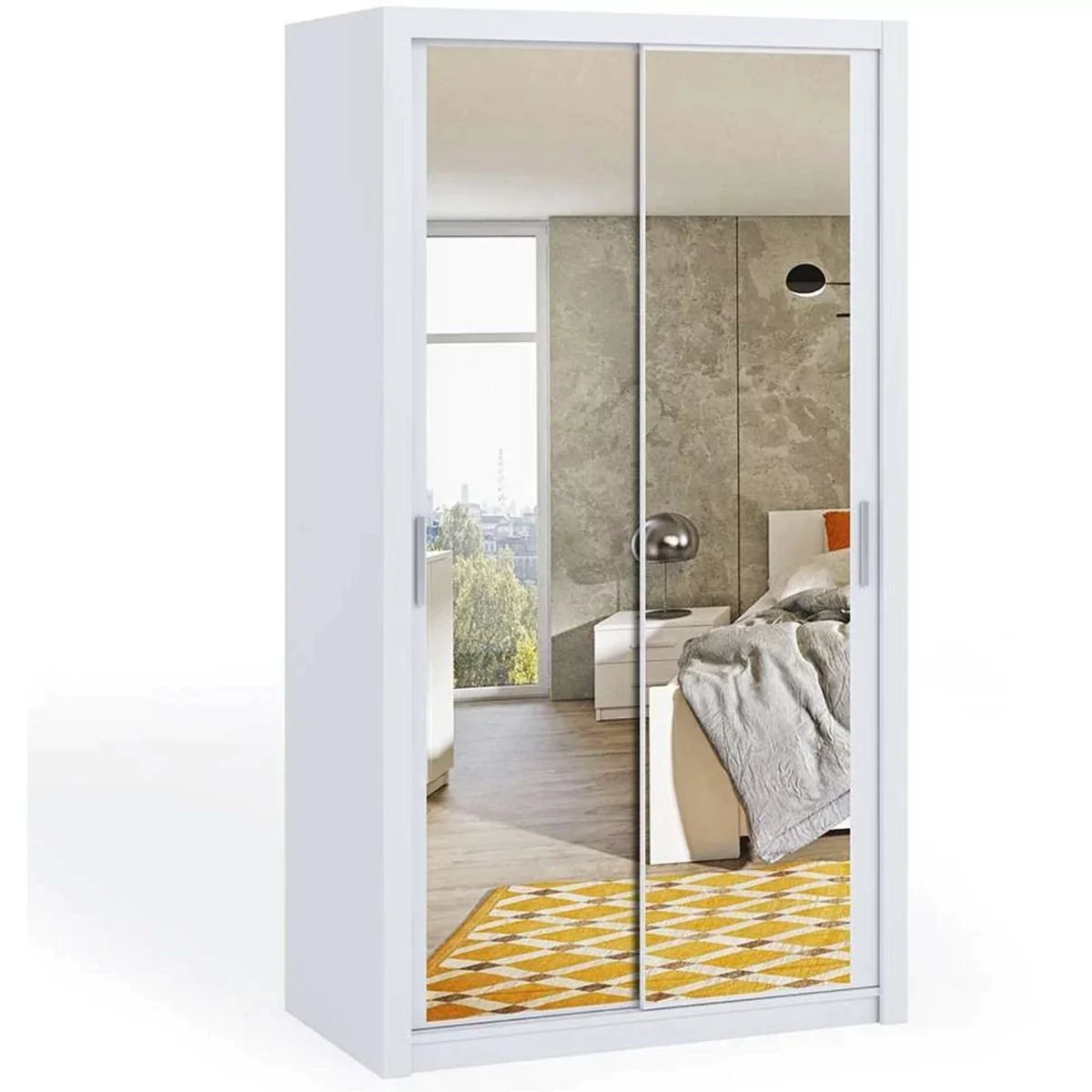 Bonito Sliding Door Wardrobe with Mirror - 120 White