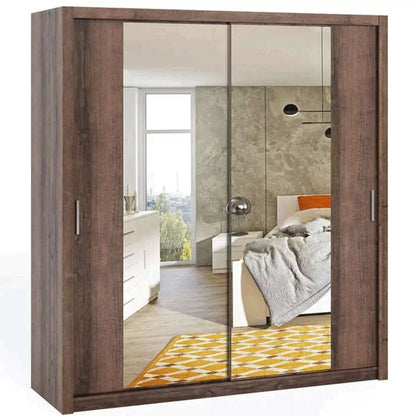 Bonito Sliding Door Wardrobe with Mirror - 200 Oak Monastery