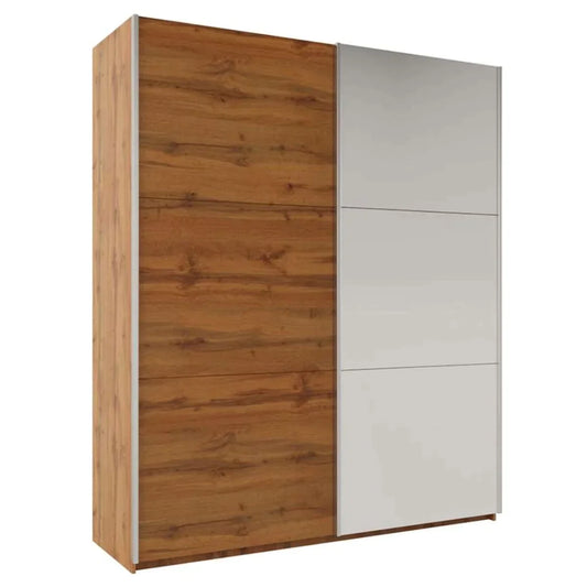 Wokingham Sliding Door Mirror 200cm Wardrobe - Oak Wotan