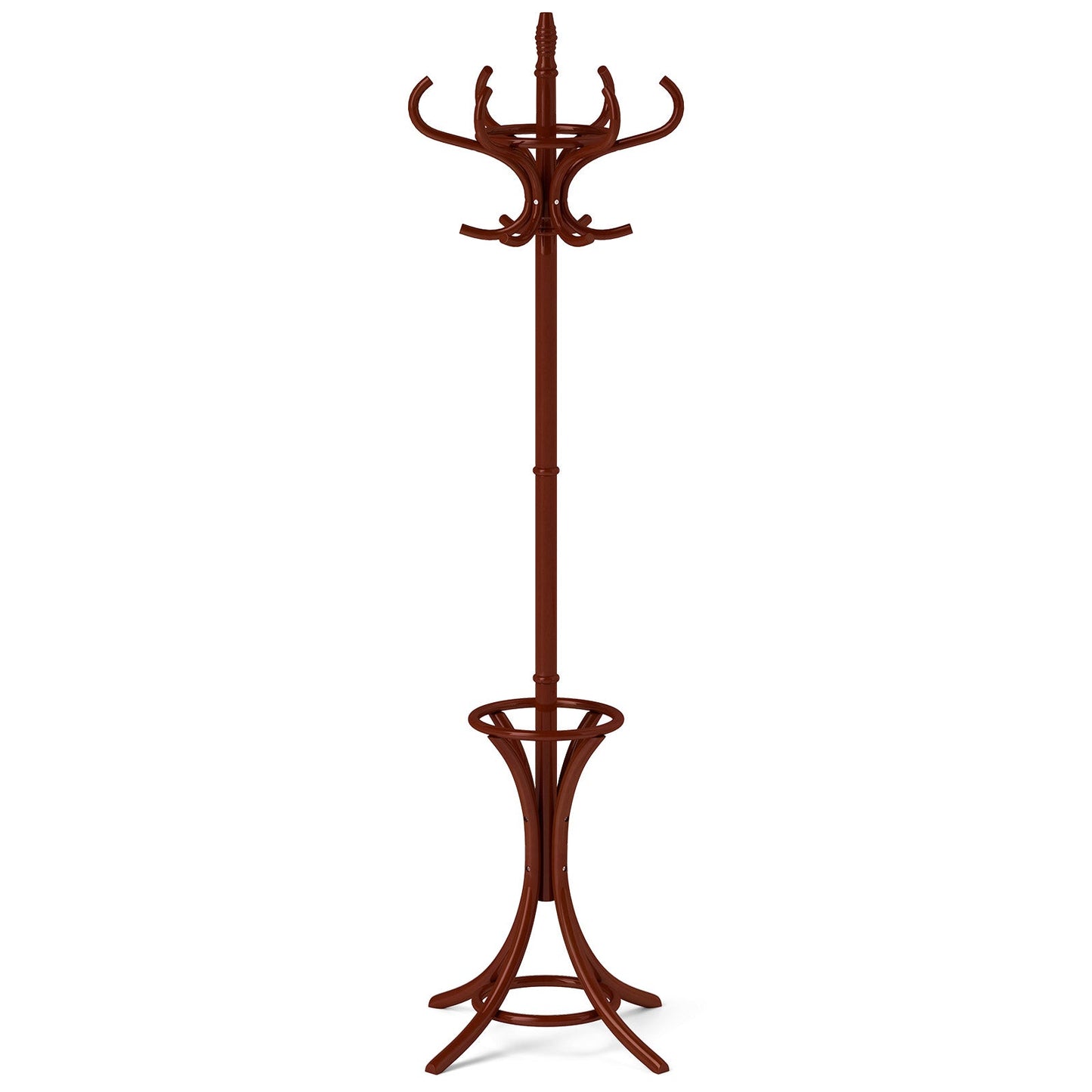 Free-standing Jacket Stand with Umbrella for Living Room-Brown