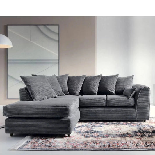 Jill Jumbo Corner Sofa - Grey-Left Facing