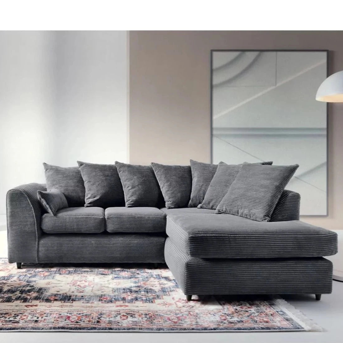 Jill Jumbo Corner Sofa - Grey-Right Facing