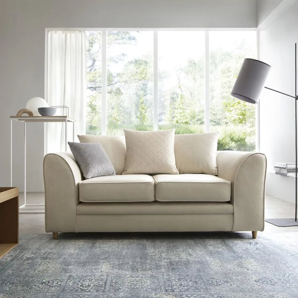 Chic Velvet 2 Seater Sofa - Cream