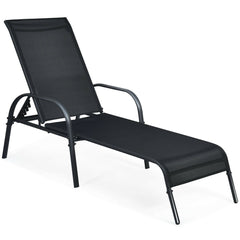 Folding Outdoor Patio Recliner Chair with 5-Level Adjustable Angles-Black