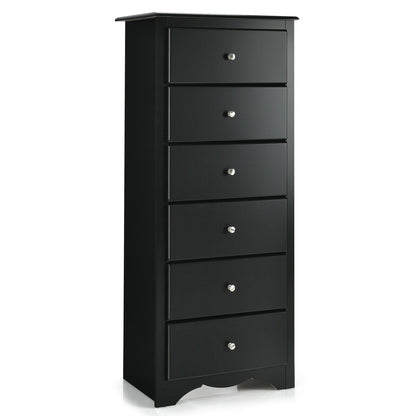 6 Drawer Chest with Mental Knobs for Living Room-Black