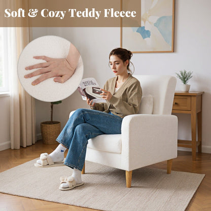 Modern Upholstered Sofa Chair with Lumbar Pillow for Living Room-White