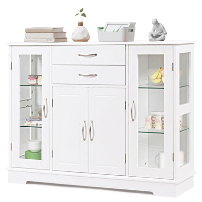 Buffet Sideboard with 2 Drawers & 3 Cabinets for Kitchen & Living Room-White