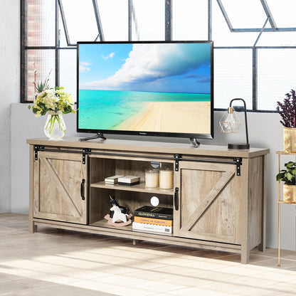 Wooden TV Stand for 65” Television with 2 Cabinets