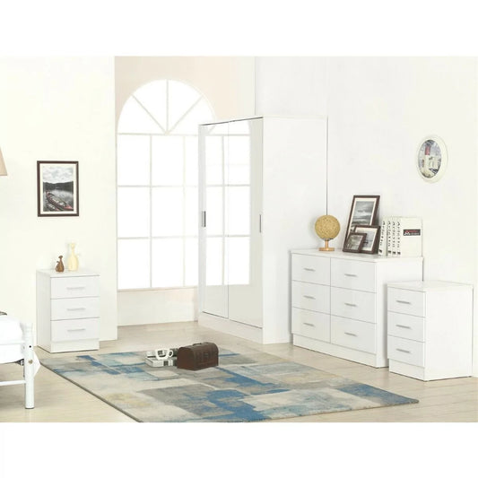 4 Piece Reflect XL 2 Sliding Door Wardrobe Set - Matt White