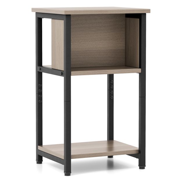 3-Tier Nightstand with Storage Shelf for Small Spaces-Grey